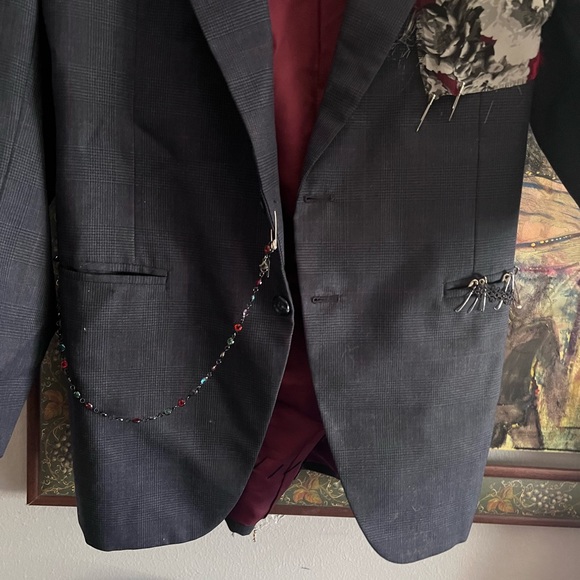 DIY grunge punk pins and patches suit jacket - Picture 7 of 8